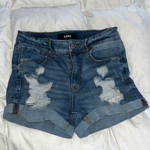 Aeropostale High-Rise Ripped Midi Shorts